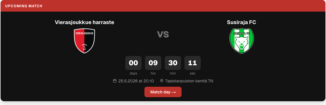 Upcoming match countdown screenshot