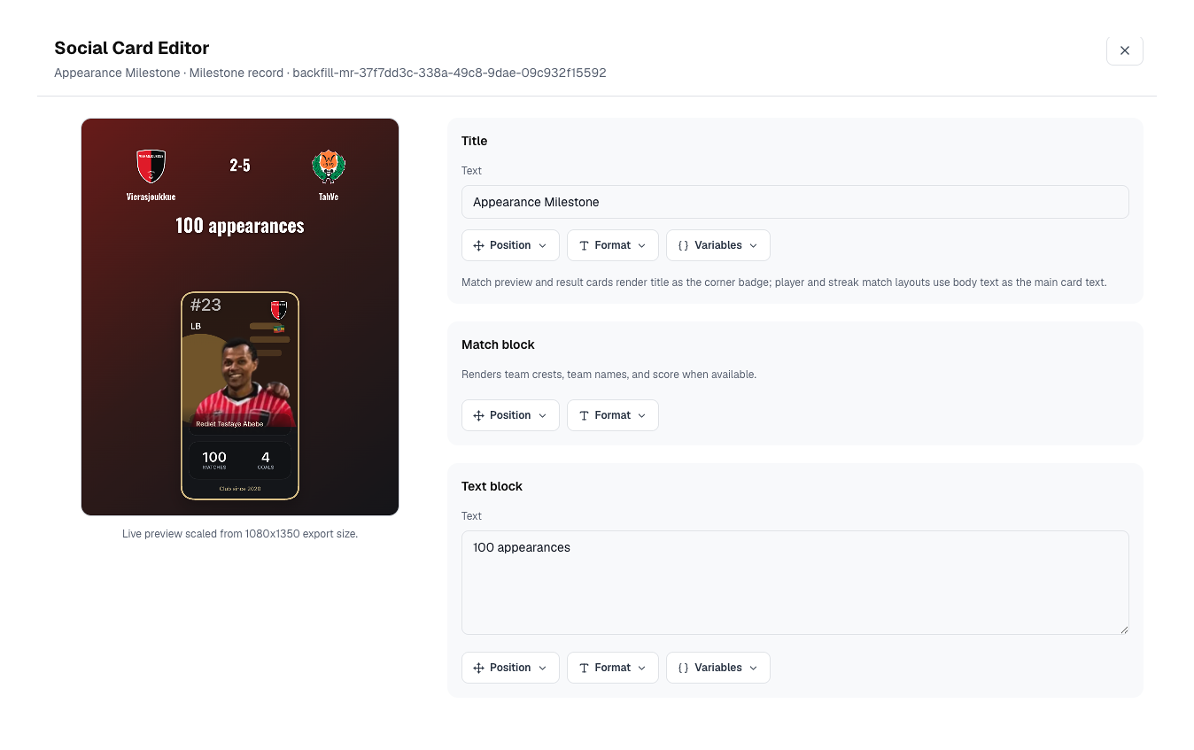 Social card editor screenshot